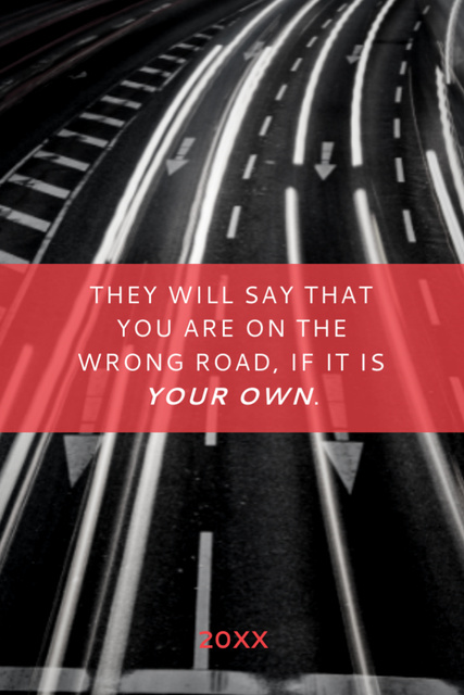 Quotation About Wrong Road And Self Confidence With Highways Postcard 4x6in Vertical Design Template