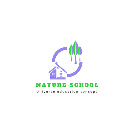 Nature School Emblem Logo 1080x1080pxデザインテンプレート
