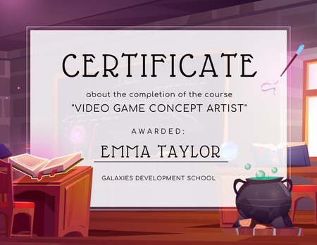 Video Game Concept Artist Award Certificate Design Template