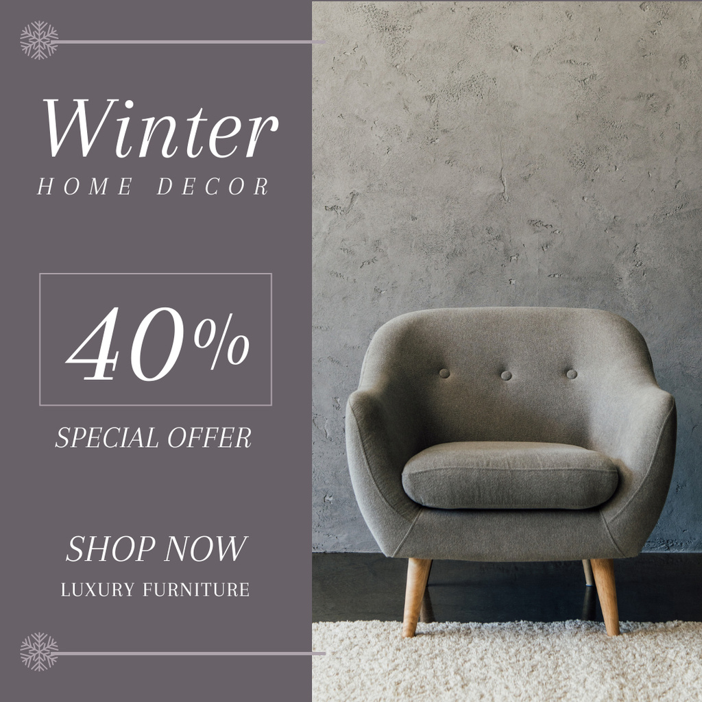 Modèle de visuel Winter Sale Special Offer on Home Decor - Instagram