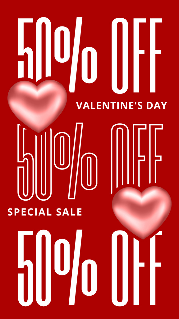 Plantilla de diseño de Special Valentine's Day Sale Offer With Red Hearts Instagram Story 