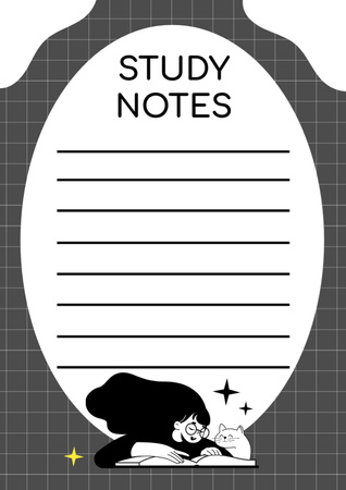 Study Notes with Cartoon Girl Schedule Planner Design Template