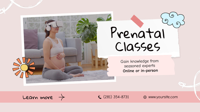 Platilla de diseño Prenatal Classes With Expert And VR Headset Full HD video