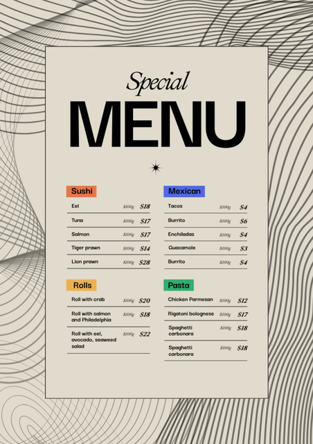 Special Menu Announcement Menu – шаблон для дизайну