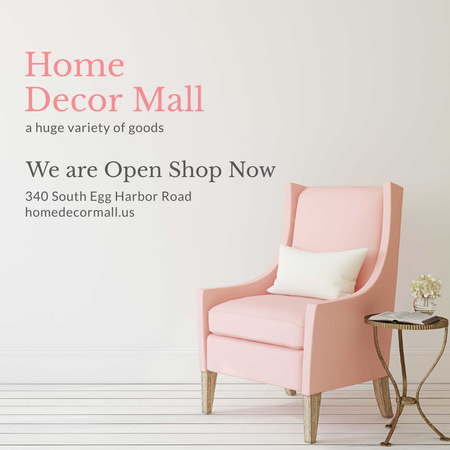 Furniture Store ad with Armchair in pink Instagram AD Design Template