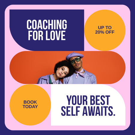 成功する人間関係のためのコーチング セッションを予約する Instagram ADデザインテンプレート