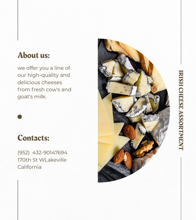 Designvorlage Käse-Geschenkkorb für Brochure 9x8in Bi-fold
