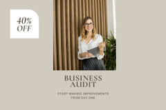 Business Audit Services Discount Ad on Grey