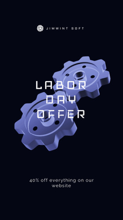 Labor Day Offer Blue Cogwheels Mechanism Instagram Video Story Design Template