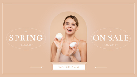Spring Sale Women's Care Cosmetics Youtube Thumbnail Design Template