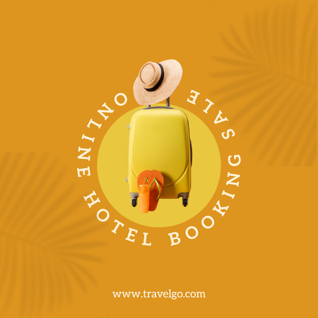 Platilla de diseño Yellow Suitcase with Flip Flops and Hat Instagram