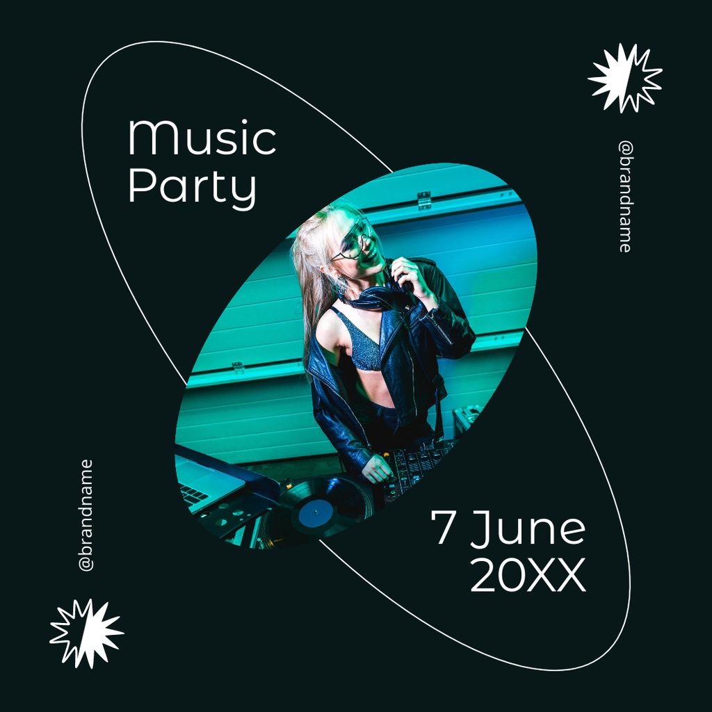Awesome DJ Music Party In Summer Instagram Tasarım Şablonu