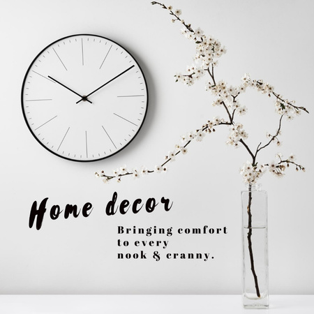 Home Decor Sale Announcement with Flowers in Vase Instagram Design Template