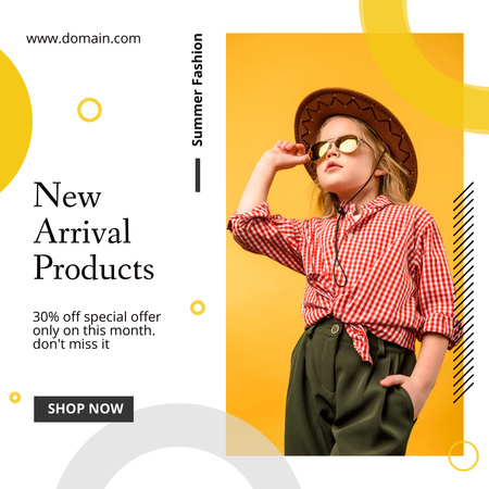 New Kids Collection Announcement with Cute Little Girl Instagram Modelo de Design