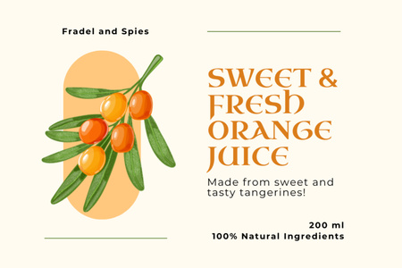 Modèle de visuel jus d'orange frais - Label
