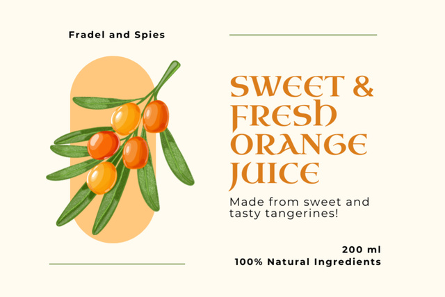 Fresh Orange Juice Label Šablona návrhu