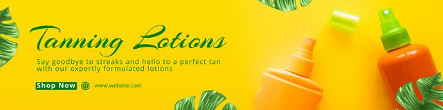 Designvorlage Tanning Lotion Spray Sale on Yellow für Twitter