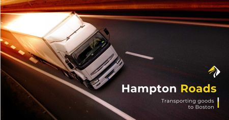 Ontwerpsjabloon van Facebook AD van vervoer bedrijf met vrachtwagen op de weg