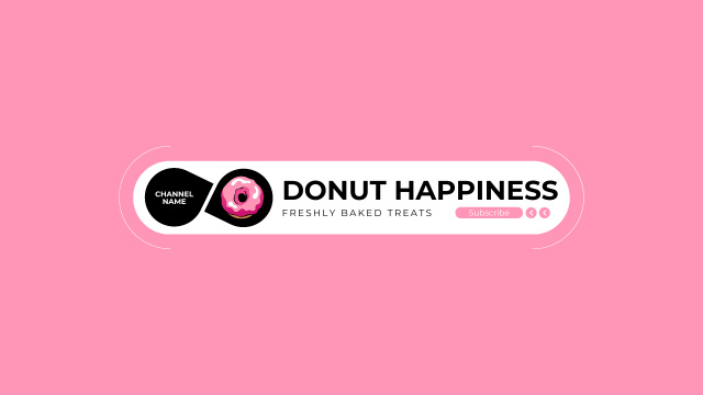 Doughnut Shop Ad with Cute Pink Dessert Youtube Design Template
