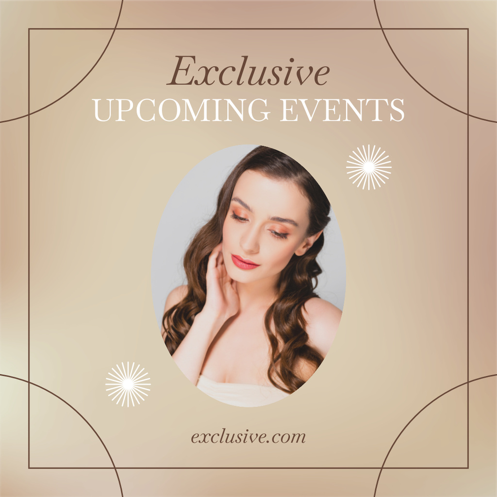Designvorlage Exclusive Events Announcement Beige für Instagram