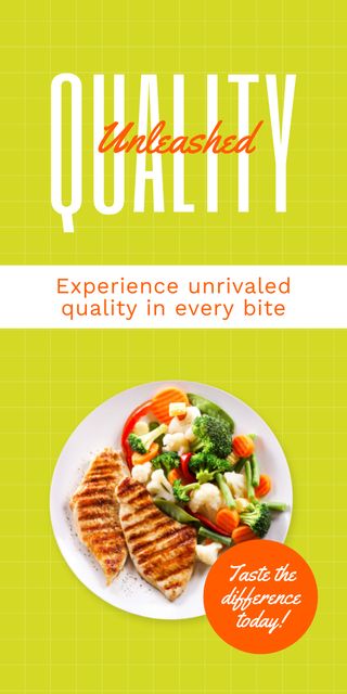Fast Casual Restaurant Ad with Tasty Food on Plate Graphicデザインテンプレート
