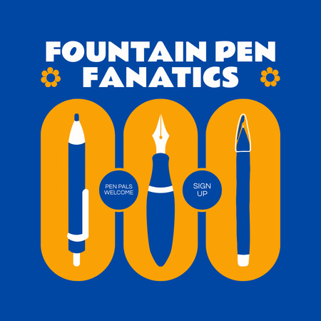 Fountain Pen -faniklubin liittymistarjous Instagram AD Design Template