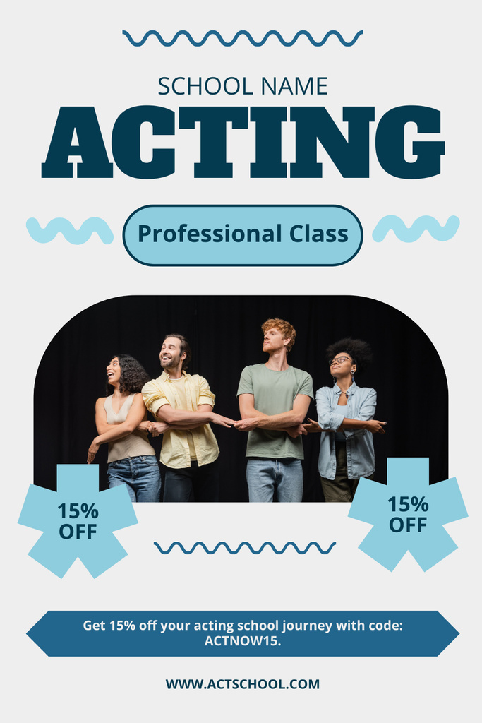 Discount on Professional Acting Classes Pinterest Tasarım Şablonu
