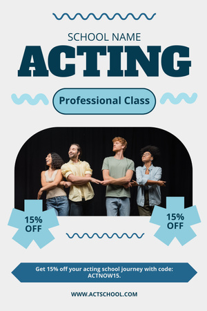 Скидка на профессиональные курсы актерского мастерства Pinterest – шаблон для дизайна