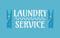 Laundry Service Offer with Blue Clothespins