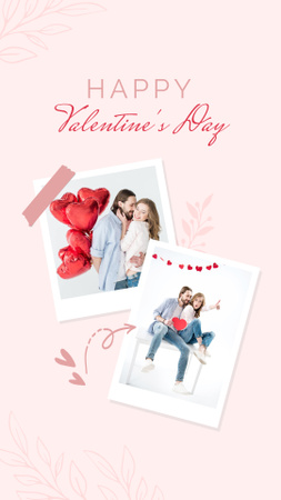 Valentine's Day Greeting with Photo Collage Instagram Story Design Template