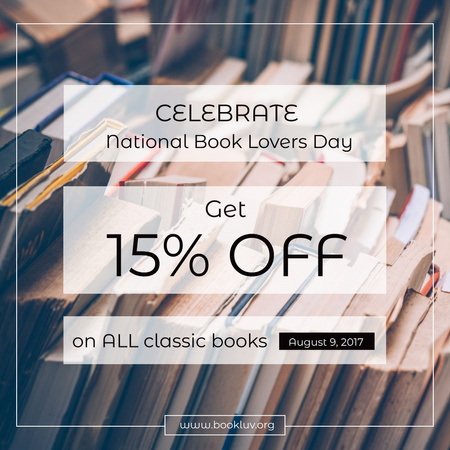 Discount card for National Book Lovers Day Instagram Design Template
