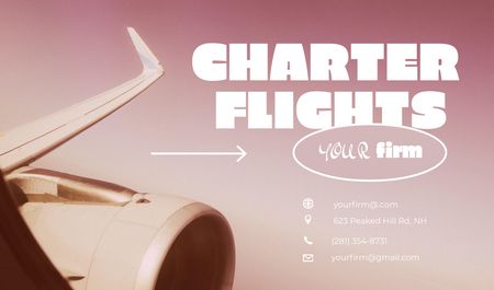 Plantilla de diseño de Charter Flights Ad Business card 