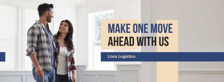 διαφήμιση logistics services με ζευγάρι στο νέο σπίτι Facebook cover Πρότυπο σχεδίασης