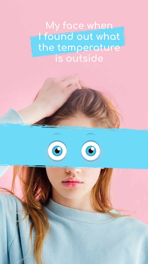 Funny Girl with Terrified Eyes Instagram Story – шаблон для дизайну