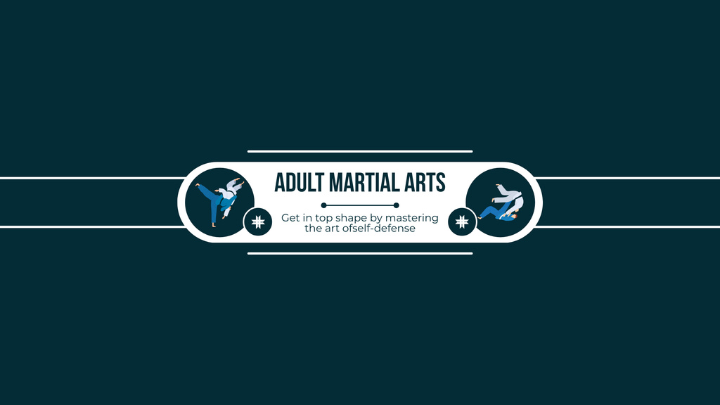 Ad of Adult Martial Arts with Illustration of Combats Youtubeデザインテンプレート