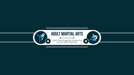 Template di design Annuncio di arti marziali per adulti con illustrazioni di combattimenti Youtube