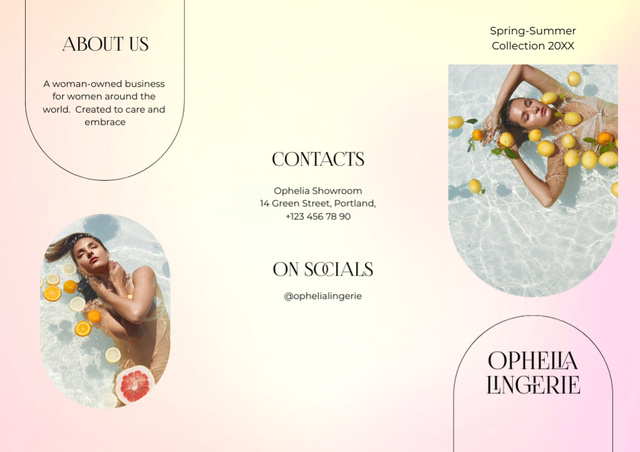 Ad of Lingerie Collection with Woman in Pool with Lemons Brochure tervezősablon