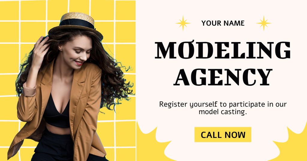 Plantilla de diseño de Modeling Agency Registration Announcement Facebook AD 