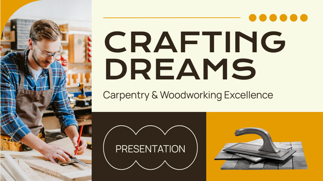 Woodworking Crafts Promotion Presentation Wideデザインテンプレート