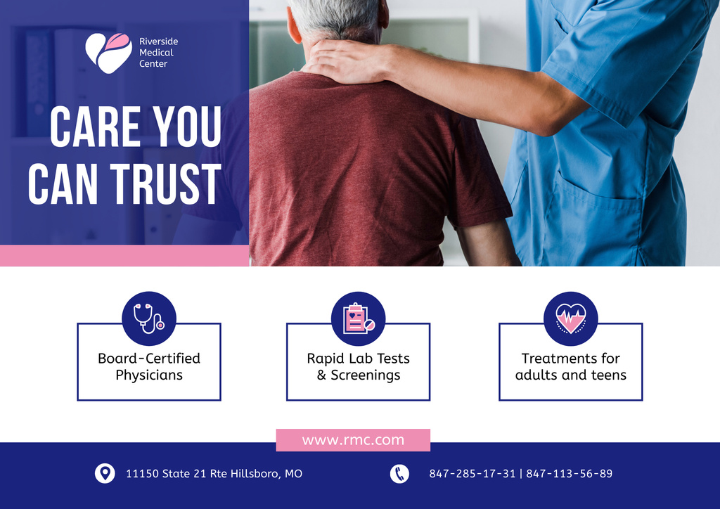 Osteopathic Physician Services Offer with Patient Poster B2 Horizontal Design Template