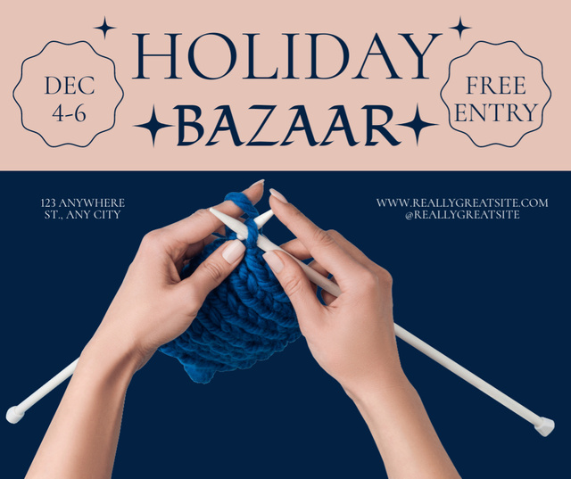 Holiday Bazaar Announcement In Winter Facebook Πρότυπο σχεδίασης