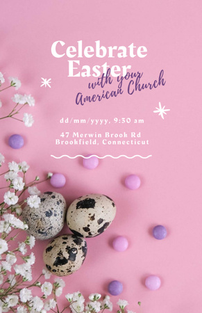 Easter Holiday Celebration Announcement on Pink Invitation 5.5x8.5in Design Template