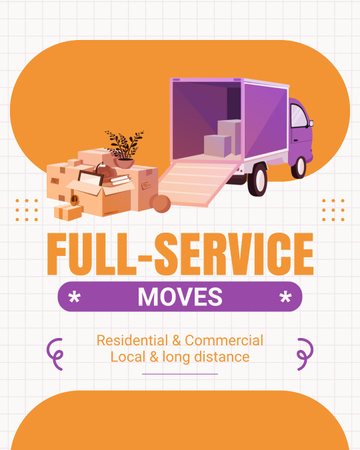 Boxes with Home Stuff near Delivery Truck Instagram Post Vertical Design Template