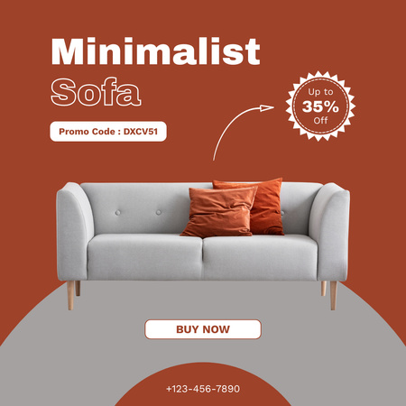 Ontwerpsjabloon van Instagram van Promo van Minimalist Sofa Sale