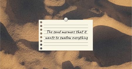 Ontwerpsjabloon van Facebook AD van inspirerende citation on beach sand