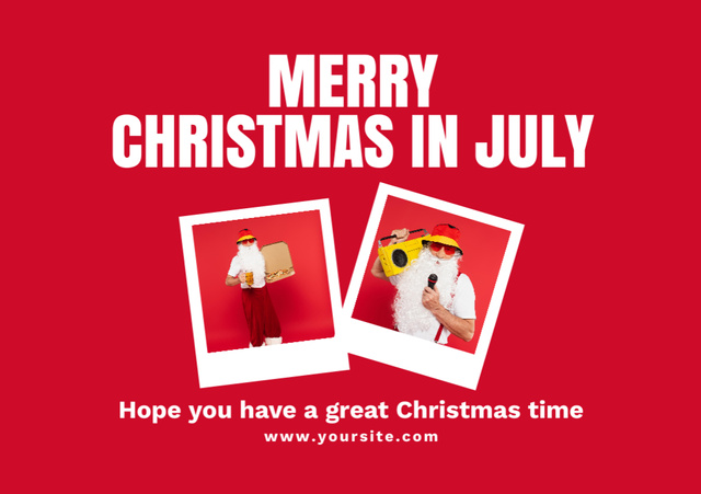 Merry Christmas in July with Santa Claus Flyer A5 Horizontalデザインテンプレート