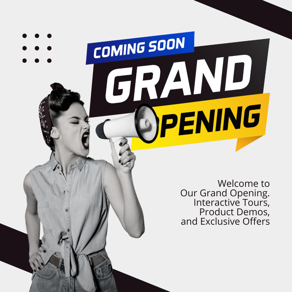 Ontwerpsjabloon van Instagram van Grand Opening Announcement With Exclusive Offers