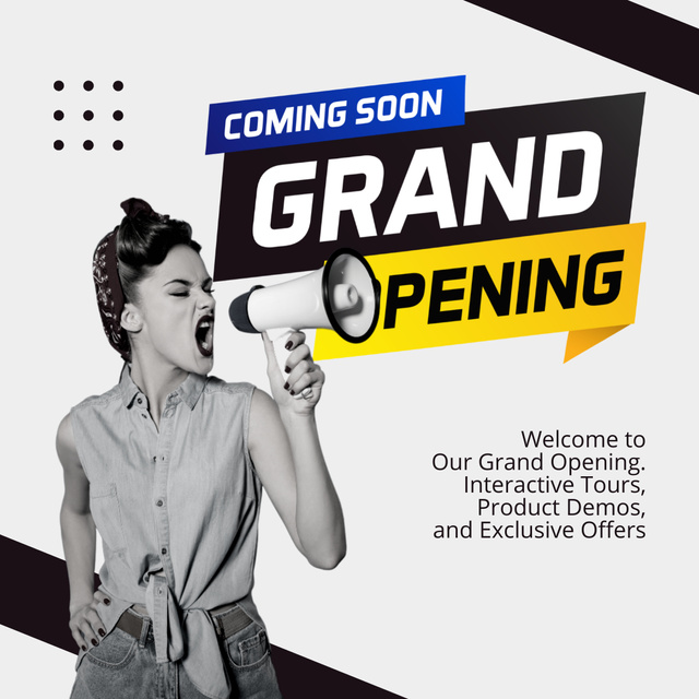 Designvorlage Grand Opening Announcement With Exclusive Offers für Instagram