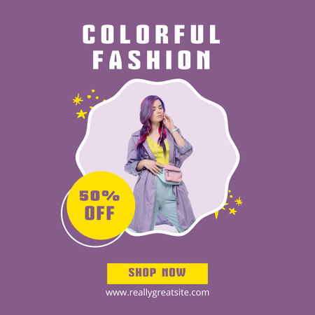 Designvorlage Woman in Colorful Clothes für Instagram
