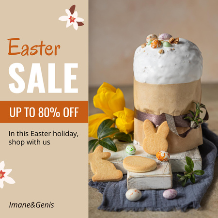 Sale with Easter Cake Instagram AD Design Template
